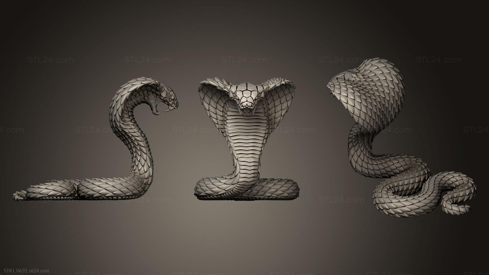 Animal figurines - Snake cobra, STKJ_0631. 3D stl model for CNC